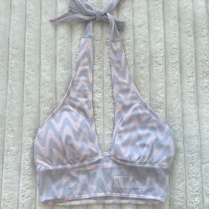 Gilly Hicks Gray and White Halter Bralette with Plunging V-Neck